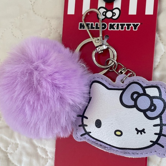 Sanrio Hello Kitty Winking Purple Pom Keychain Bag Charm 2025 New With Tags - Picture 7 of 12